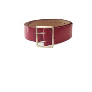 Y2K Belt Vegan Leather Anne Klein 2 Prong Silver Tone Retro Red 90's
